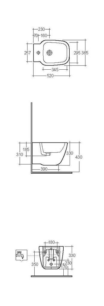 Bidet sospeso con fissaggio nascosto e rubinetto integrato