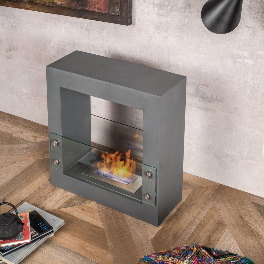Biocamino design  da terra bioetanolo grigio cromo cm 60 x 24 x h 60