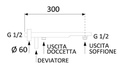Braccio doccia con deviatore 30 cm