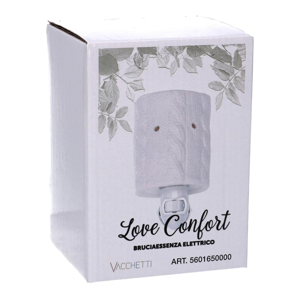 Bruciaessenze plug ceramica trecce bianco  cm 10