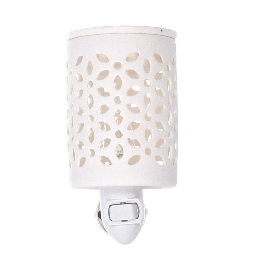 Bruciaessenze plug ceramica traforato bianco cm 10