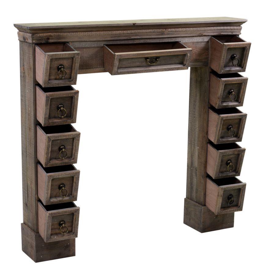 Camino legno marrone con cassetti cm 108x18h101