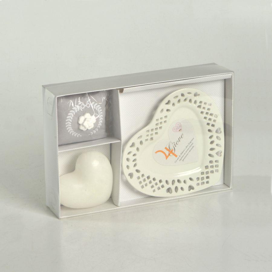 Candela c/piattino cuore giove elleborofiori cm 26x17h4