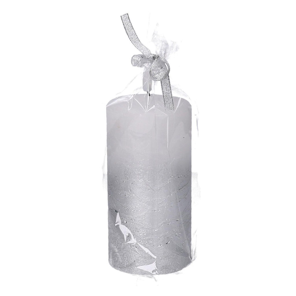 Candela paraffina led argento cm ø7,5h15