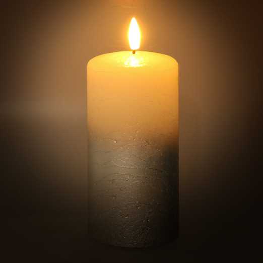 Candela paraffina led azzurro cm ø8h18