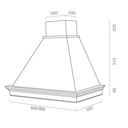 Cappa aspirante MARY in acciaio inox bianca e cornice in legno cm 60