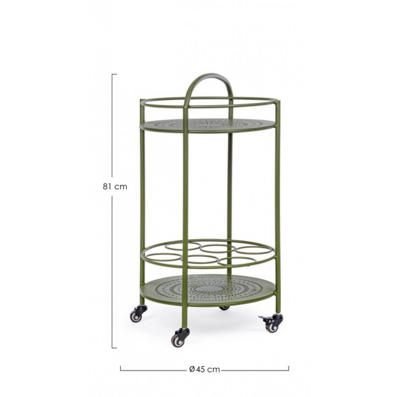 Carrello per bottiglie in acciaio Verde