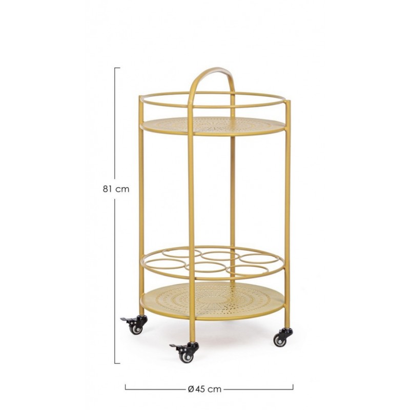 Carrello per bottiglie in acciaio Giallo Ocra
