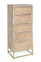Cassettiera 5 cassetti naturale in legno stile vintage