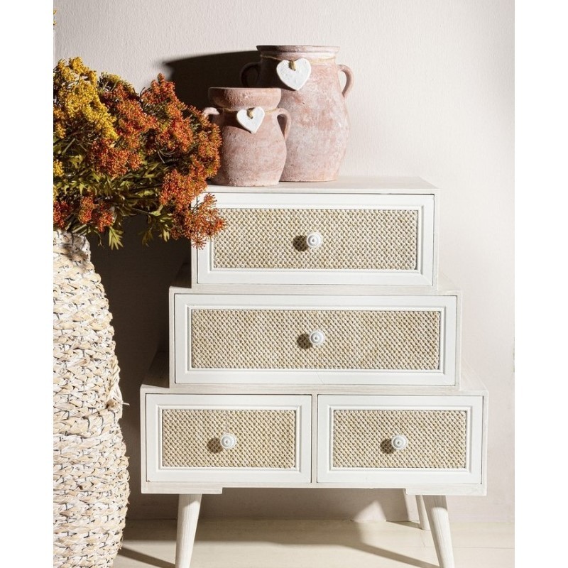 Cassettiera da soggiorno in MDF quattro cassetti Bianca MONTIEL 60x30,5x h70,5 cm