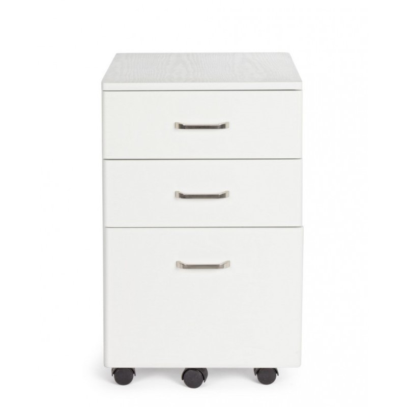 Cassettiera da ufficio in MDF tre cassetti Bianco Frassinato NADIR 40x44x h65 cm