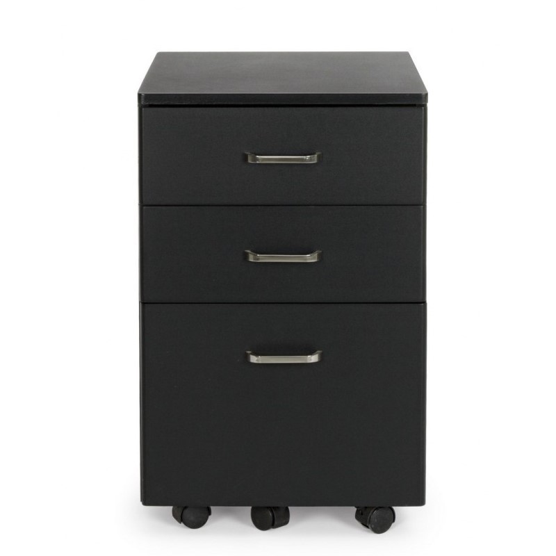 Cassettiera da ufficio in MDF tre cassetti Nero NADIR 40x44x h65 cm