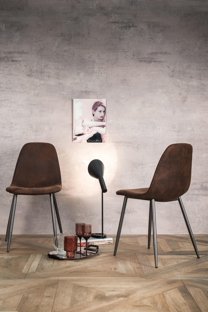 4x Sedia in similpelle vintage e seduta moka 44x50x84h cm 