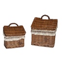 Cesta pensile vimini 1-2 stoffa quadretti noce rettangolare cm27x19h29-22