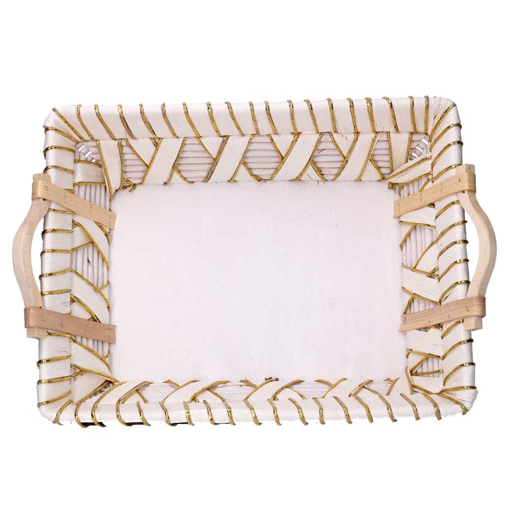Cesta vimini bianco rettangolare cm46x36h13
