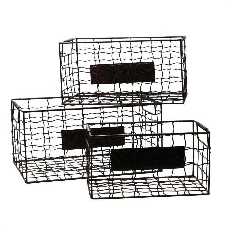 Cesta metallo 1-3 marrone rettangolare cm 40x28h20