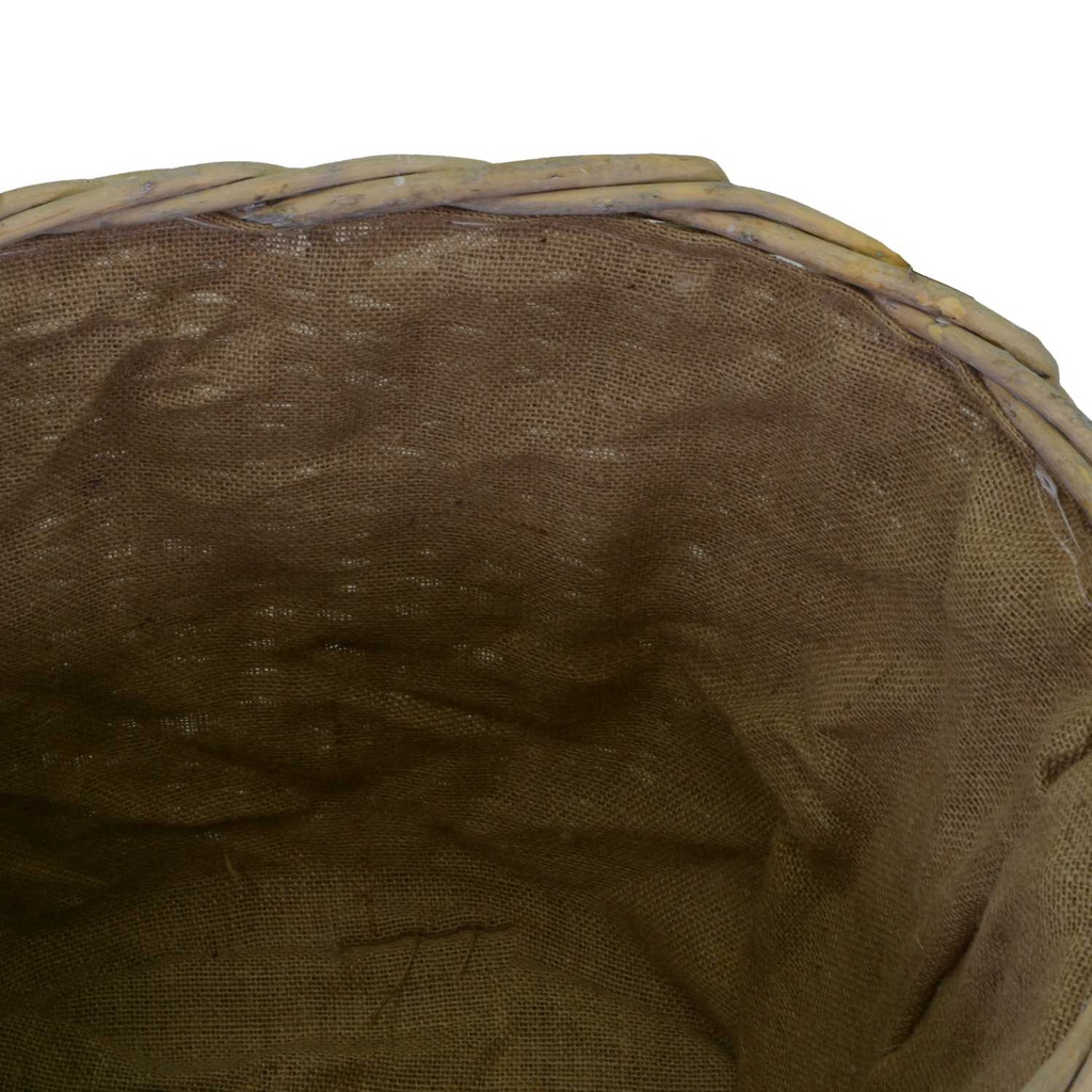 Cesta portalegna vimini con manici 1-2 foderata juta naturale ovale cm 57x46h46