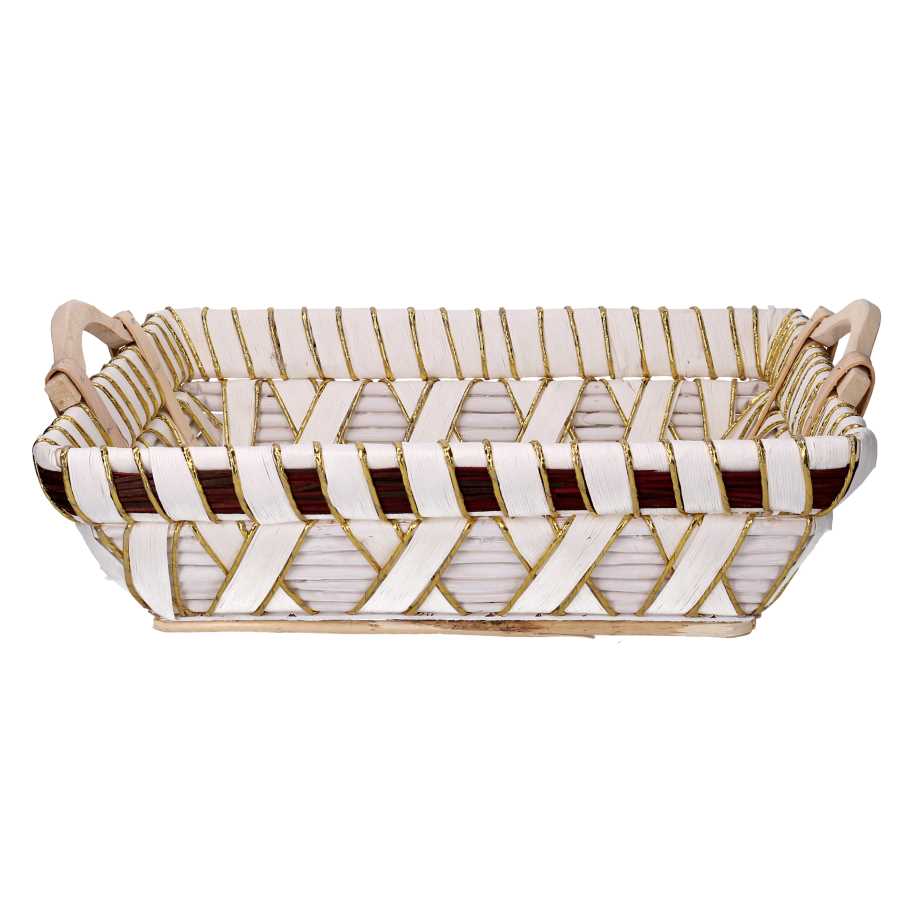 Cesta vimini bianco rettangolare cm46x36h13