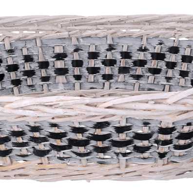Cesta vimini intreccio azzurro bianco ovale cm45x35h12