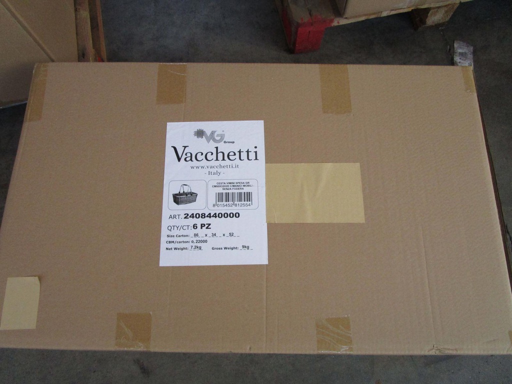 Cesta vimini spesa gr cm 50x32h20 c/manici mobili - senza fodera