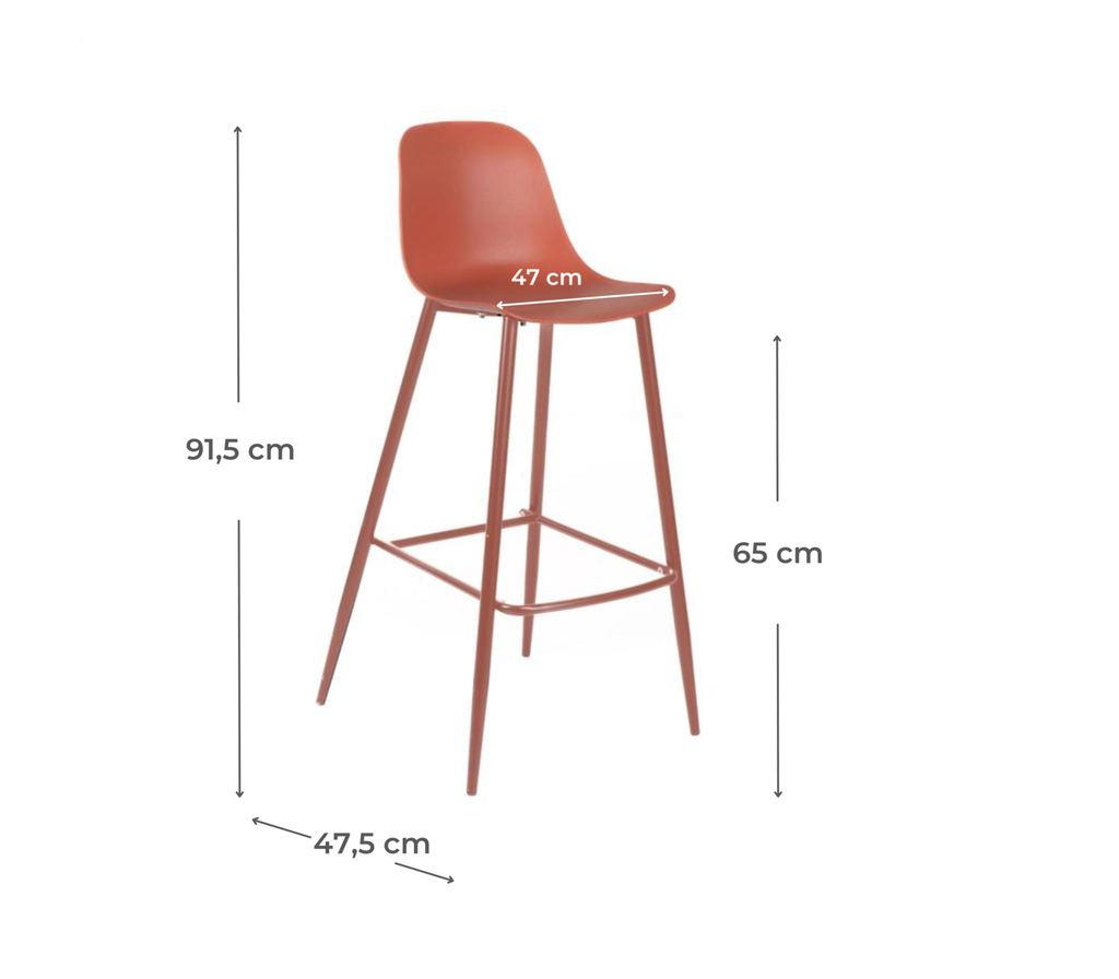 4x Sgabello in Polipropilene 47.5cm x 47cm x 91.5cm