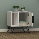 Comodino Glynn colore bianco con anta e vano a giorno EFFEZ