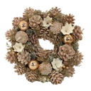 Coroncina con fiori e pigne rosa cm ø30h8
