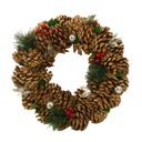 Coroncina bacche rosse pigne oro cm ø29h7,5