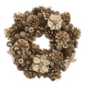 Coroncina con fiori e pigne champagne cm ø30h8