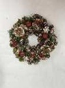 Coroncina innevata con bacche e fiori verde cm ø30h7,5
