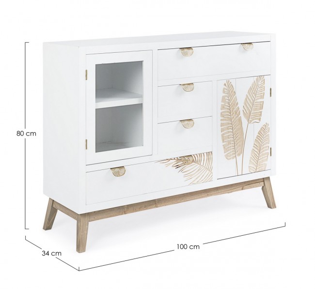 Credenza Folium 2 ante e 4 cassetti cm 100x34x 80h