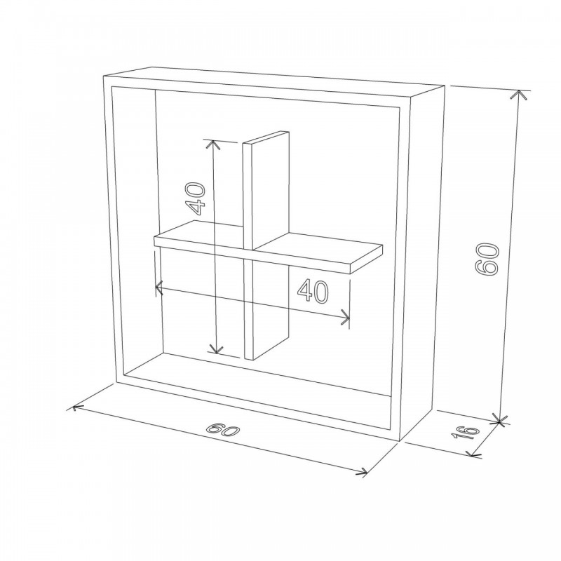 Cubo a parete decorativo mensola bacheca bocca cm 60