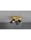Faretto Marley Piastra Quadrata Oro 4 Spot Cilindrici Neri Orientabili Trio Lighting