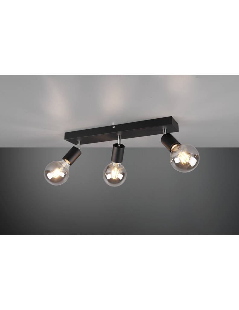 Faretto Spot 3xE27 Vannes Nero L44 cm Trio Lighting
