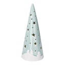 Albero ceramica disegno slitta con led verde acqua cm ø12h26