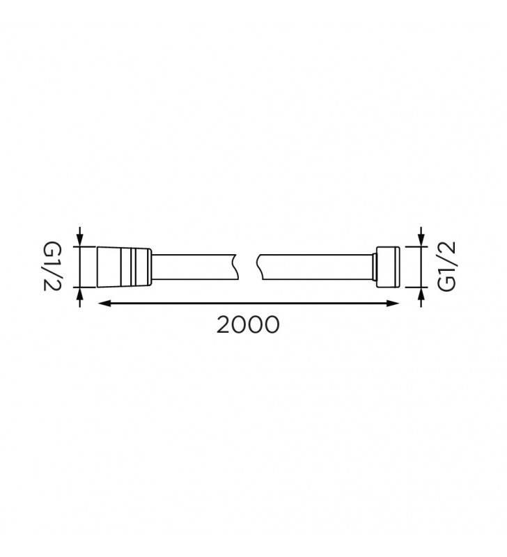 Flessibile da 200 cm in acciaio cromato con doppia aggraffatura.