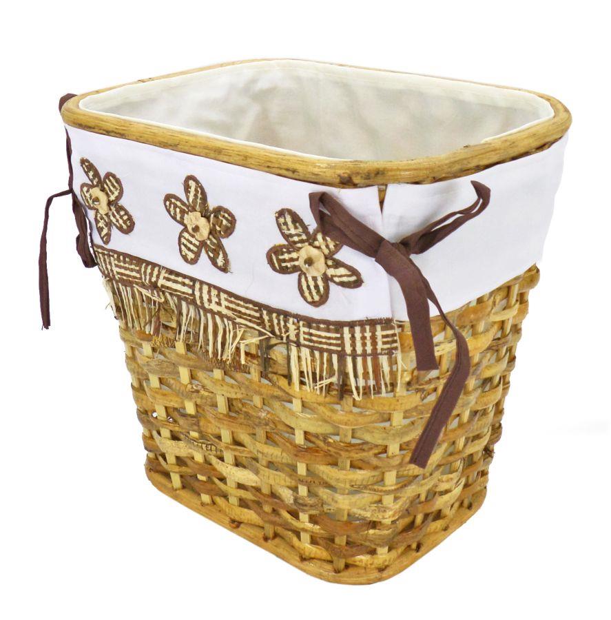 Gettacarta rattan noce singolo fodera fiori marroni rettangolare cm25x20h25