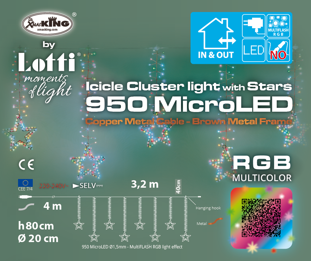 Ice Cluster Light 950 MicroLED RGB 320xH80cm Luci di Natale
