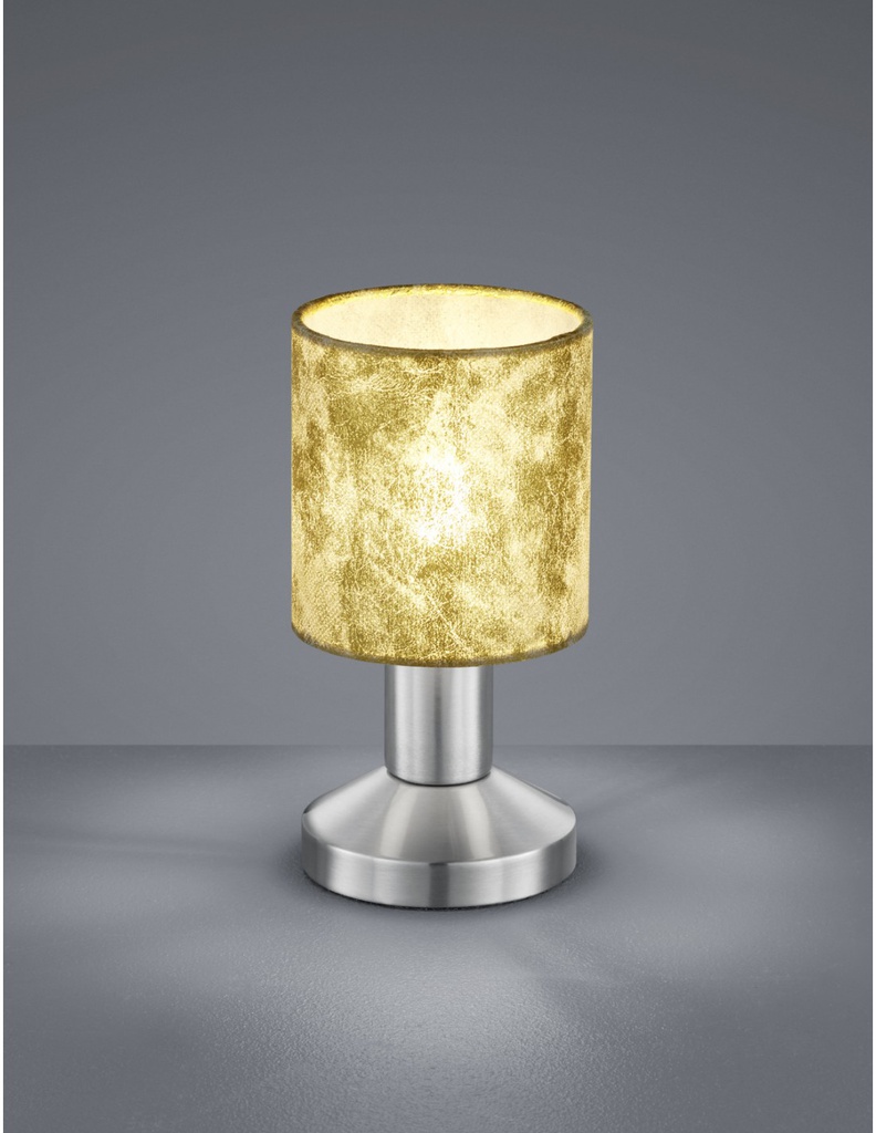 Lampada Da Tavolo Garda Nichel E Tessuto Oro Ø9 cm Trio Lighting