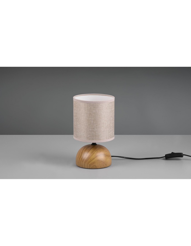 Lampada Tavolo Luci Base Mezza Sfera Effetto Legno Con Paralume Beige Trio Lighting