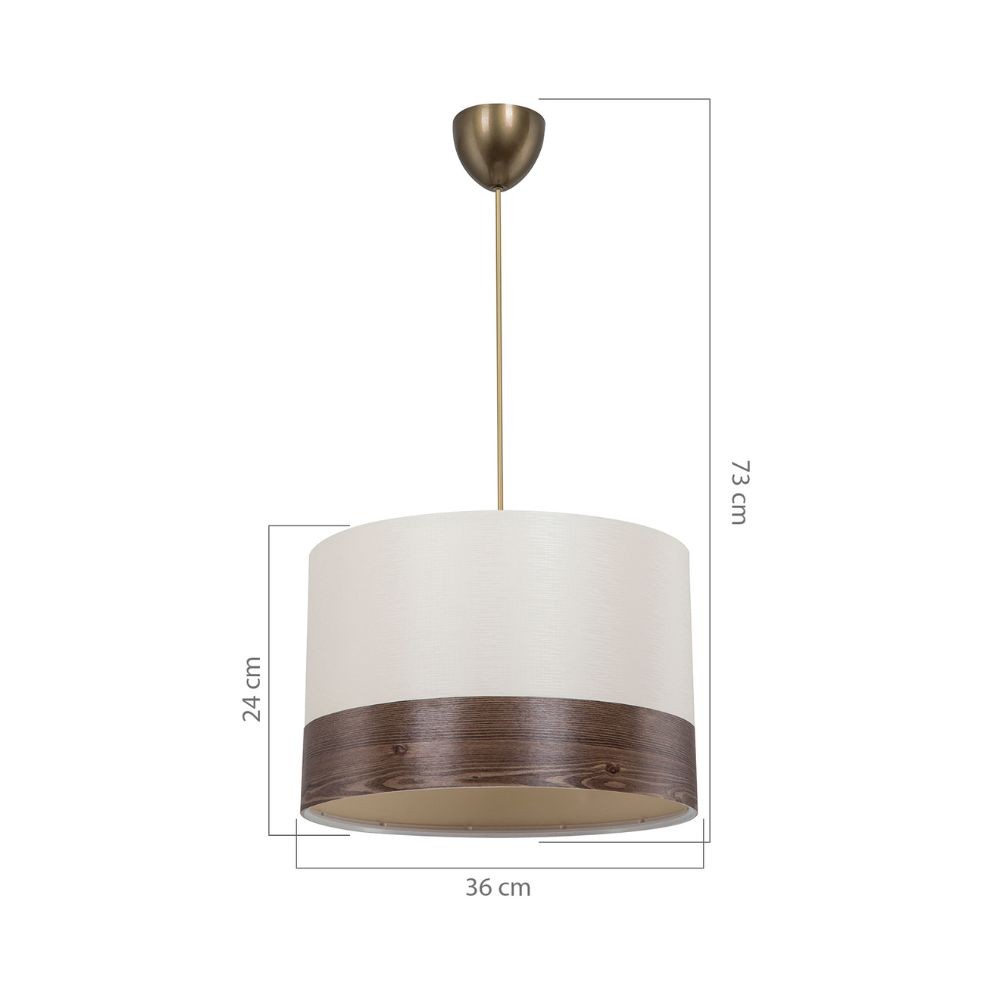 Lampada a sospensione Alfina tessuto bianco fascia effetto legno ASZ1668