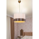 Lampada a sospensione Alfina tessuto bianco fascia effetto legno ASZ1668