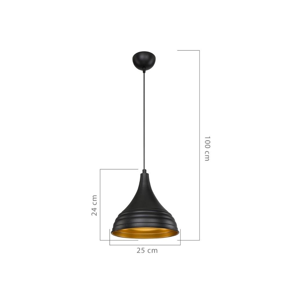 Lampada a sospensione Leda ASZ1338 in metallo nero
