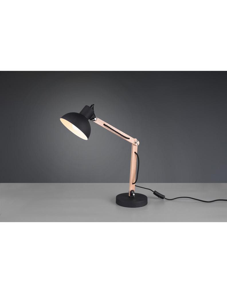 Lampada da Tavolo Kimi Legno E Paralume Nero Trio Lighting