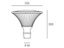 Lampada da esterno in alluminio pressofuso con luce diretta e diffusore trasparente - 50W salvia