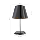 Lampada da tavolo Verda ASZ1212 in metallo e paralume tessuto nero