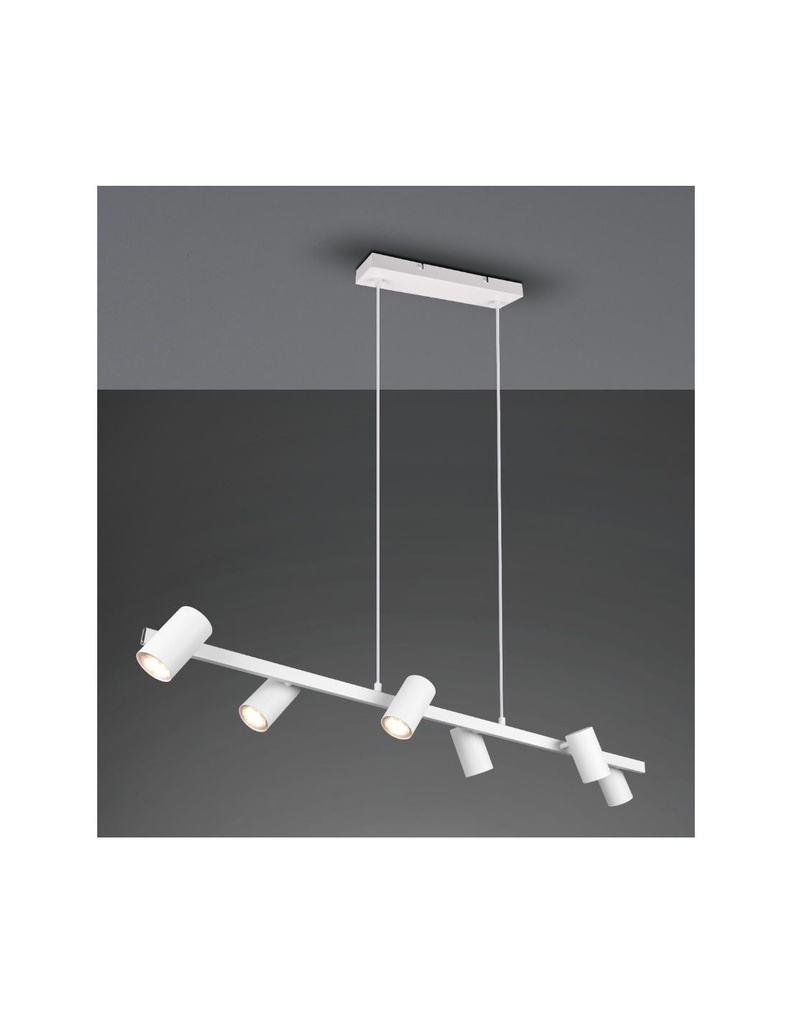 Lampadario Bianco 6 Spot Cilindrici GU10 Orientabili Marley Trio Lighting