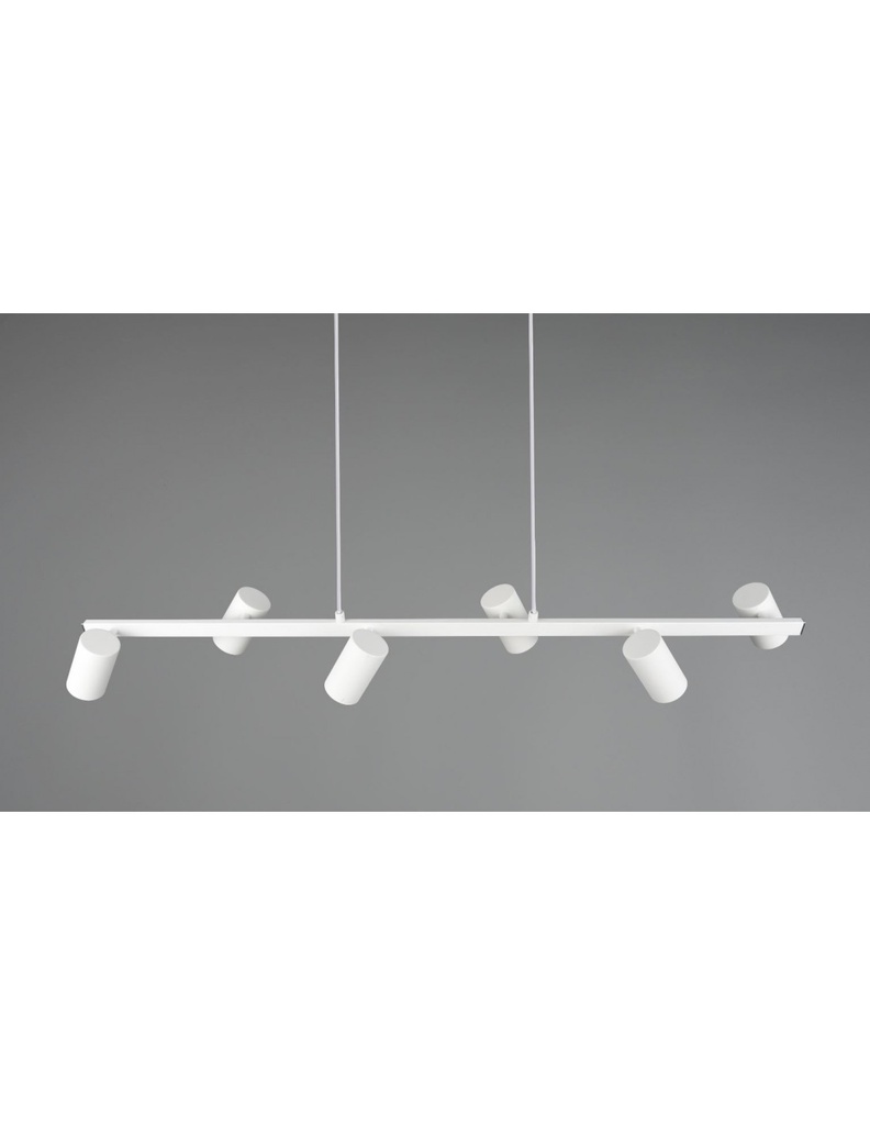 Lampadario Bianco 6 Spot Cilindrici GU10 Orientabili Marley Trio Lighting