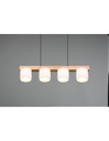 Lampadario Sospensione Legno 4 Paralumi Bianchi Cameron Trio Lighting
