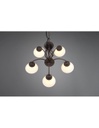 Lampadario Sospensione Rustica 5 Luci Ruggine Coppe Vetro Bianco Trio Lighting